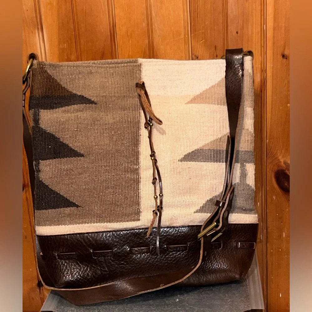 Ralph Lauren Navajo Aztec Leather Wool Bag